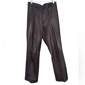 St. John Couture by Marie Gray Black Silk Lined Leather Pants Size 10
